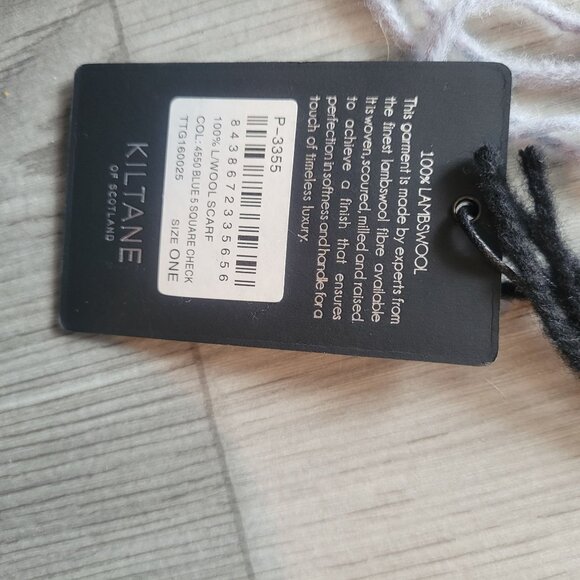 Luxury Kiltane Of Scotland 100% Lambswool Blue & Black Check Scarf For Men & Wom - Picture 2 of 6